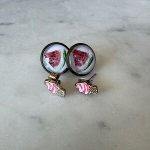 Summer Earring Bundle Watermelon and Ice Cream Cone Stud Earrings